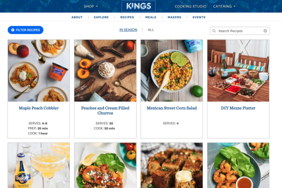 Recipes Page of Kings Website
