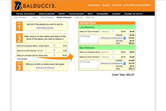 Screen Shot of Balducci's Website